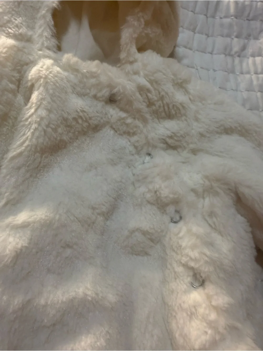Pottery Barn Kids Unicorn Faux Fur Costume Romper 0-6M White Plush Hooded - Picture 2 of 11